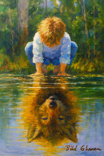 Inner Wild: Reflective Wolf Wall Art by Bilel Ghanem by Digital forage