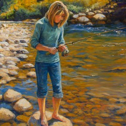 Autumn Reflection: Fishing Stream Wall Art by Bilel Ghanem