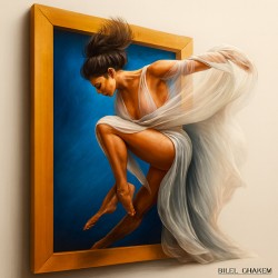 3D Ballet Wall Art – Graceful Woman Emerging from Frame