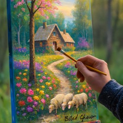 Spring Awakening: Blooming Cabin Wall Art by Bilel Ghanem