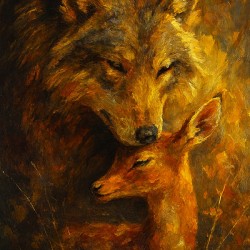 Harmony in Contrast: Wolf and Gazelle Wall Art by Bilel Ghane