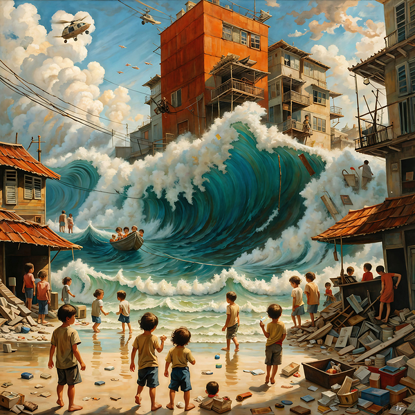Tsunami in the city_1833 by Frederic Racaud