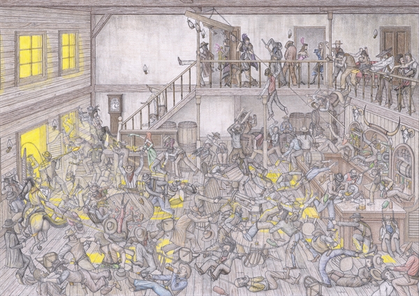 Wild West Saloon Fight Print