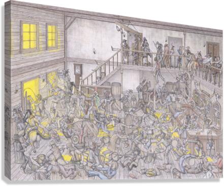 Wild West Saloon Fight Canvas Print