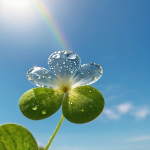 lovely pastel rainbow on the clearly blue sky background