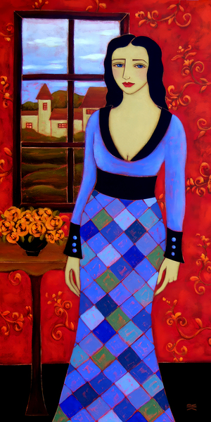 Blue Harlequin Print