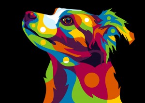 Dog Inside in Pop Art Style