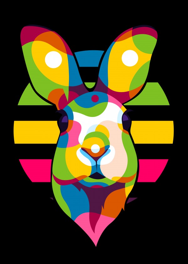 Colorful Cute Rabbit Portrait by wpaprint
