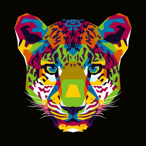 The Colorful Leopard Head WPAP Style by wpaprint