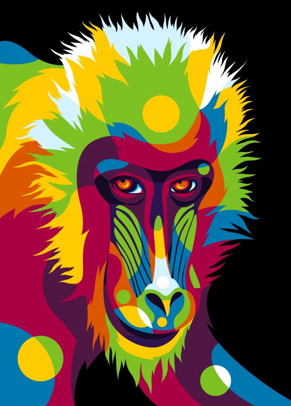 Baboon Head Pop Art Portrait by wpaprint