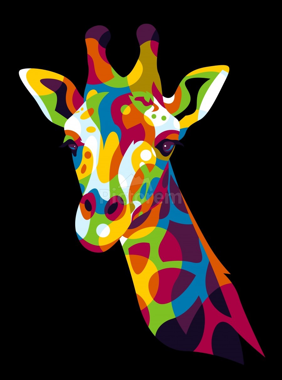 The Colorful Giraffe Head Pop Art Portrait by wpaprint Wall Art