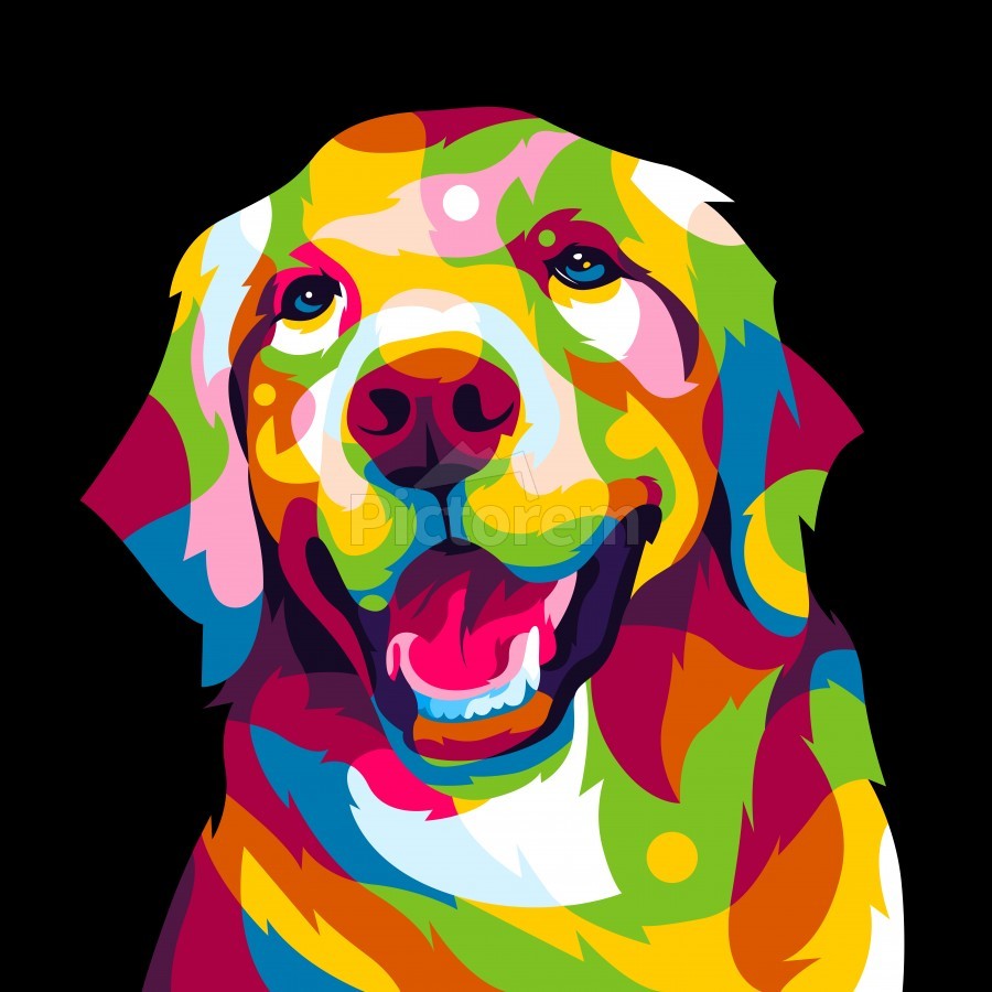 The Colorful Golden Retriever Dog Pop Art Portrait by wpaprint
