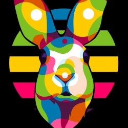 Colorful Cute Rabbit Portrait