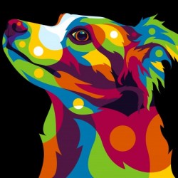Dog Inside in Pop Art Style