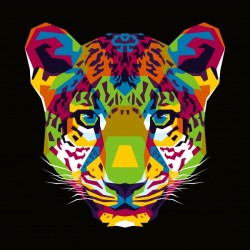 The Colorful Leopard Head WPAP Style