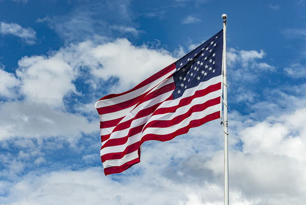American Flag Against Clouds and Blue Sky - Utah Print