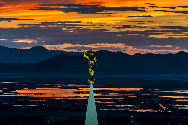 Bountiful Sunset - Moroni Statue - Utah by Gary Whitton