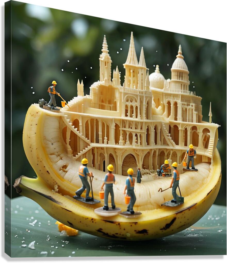 Banana Cathedral: Miniature Architectural Masterpiece Canvas Print