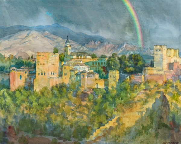 Rainbow over the Alhambra Granada Spain Print