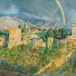 Rainbow over the Alhambra Granada Spain