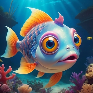 Ethereal Depths – Adorable Fantasy Fish Digital Art