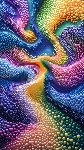 Rainbow Flow – Abstract 3D Bubble Art Print Print
