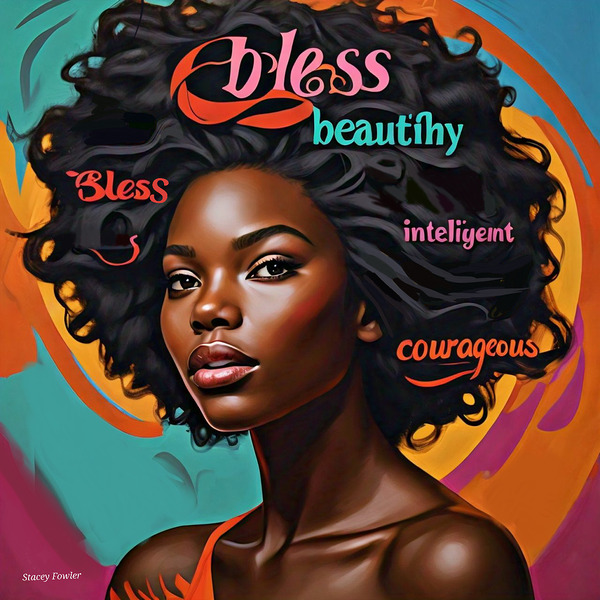 African Beauty - Bless Beautiful Inspirational Artwork by Stacey Fowler Creations