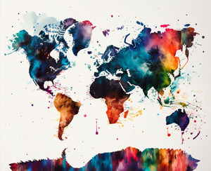 World map painting Print