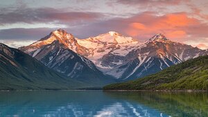 Stunning Serene Mountain Sunrise Canvas Print - Snow-Capped Peaks & Golden Sunrise Over Reflective Lake - Nature Wall Art for Home & Office Decor