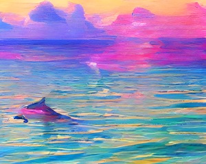 Pastel Dolphin Swimming Away