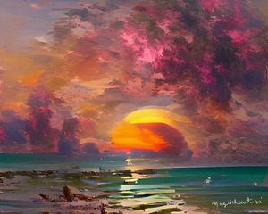 Gulf Sunset Abstract Art