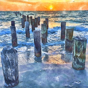 Naples 4th Avenue South Pillars Sunset