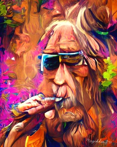 Hippie Smoking Cigar