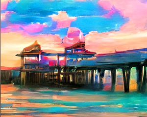 Naples Pier Abstract Realism Pastel