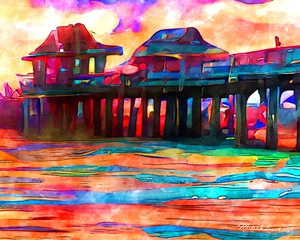 Naples Pier Watercolor Photography Art