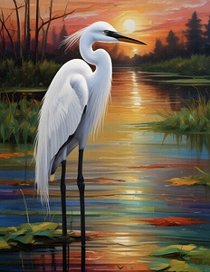 Egret In Pond 2024 09 11 13 20 20