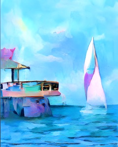 Pastel Naples Pier Sailboat