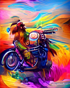 Hippie On Motorcycle 