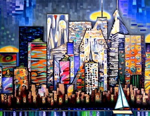 Sailboat View of New York City Skyline