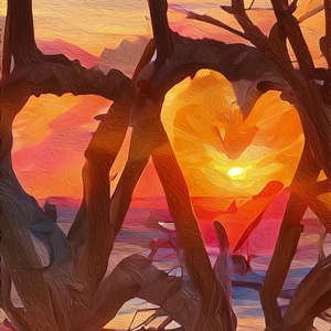 Sunset Driftwood Heart