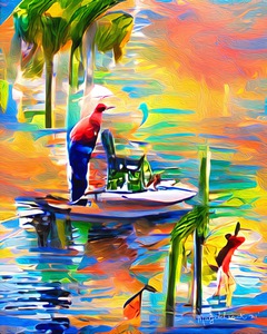 Man In Fishing Boat Inlet