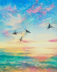 Pastel Frigates Over Gulf Waters