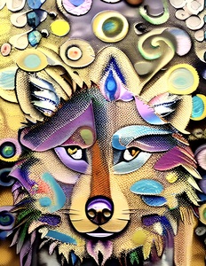 Multi-colored Wolf Abstract