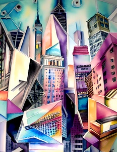 NYC Skyline Cubism Style