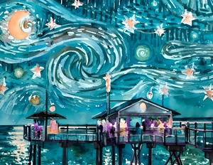 Naples Pier Starry Night
