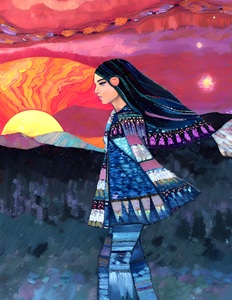 Native American Sunset Woman
