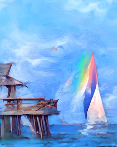 Rainbow Sailboat At Naples Pier
