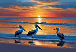 Sunset Pelican Trio