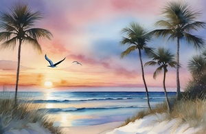 Gulf Pastel Skies Pelican Flight