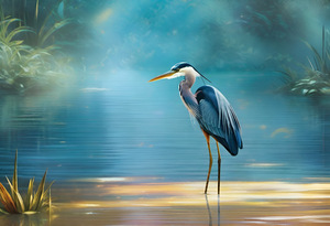Beautiful Heron Misty Day